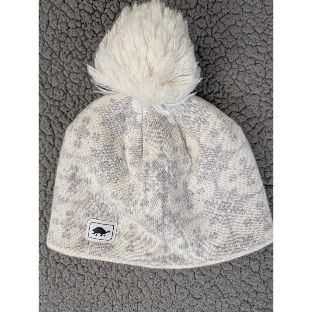 Turtle Fur Beanie Pompom White Merino Wool Blend Winter Hat Ski Snow ❄️